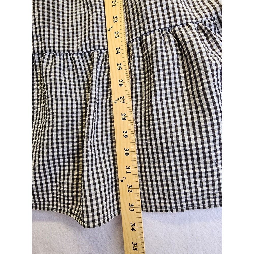 L.N.V. Womens Gingham Tiered Babydoll Dress Black White Puff Sleeve Size M - Picture 7 of 8